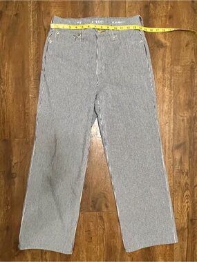 J. Crew blue and white hickory stripe wide-leg pants